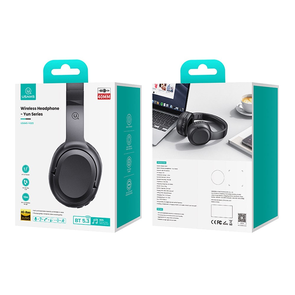 USAMS YG23 Yun Series Wireless Headphones – Bluetooth 5.3, 40 Hours Playback, Foldable Over-Ear Design (TDLYEJYX01)