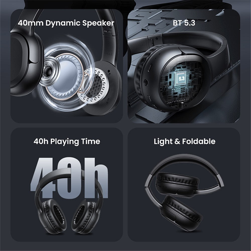 USAMS YG23 Yun Series Wireless Headphones – Bluetooth 5.3, 40 Hours Playback, Foldable Over-Ear Design (TDLYEJYX01)